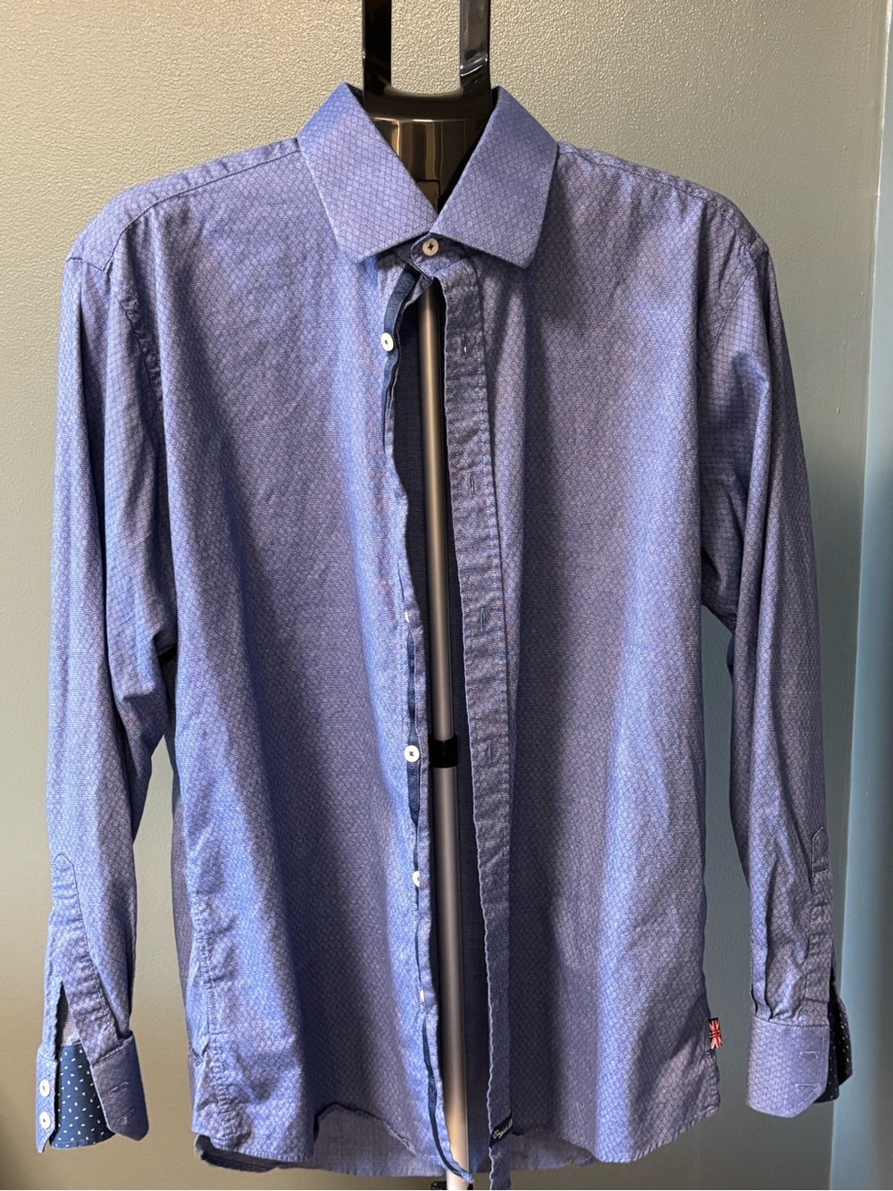 English Laundry Blue Micro-Pattern Button-Down Shirt